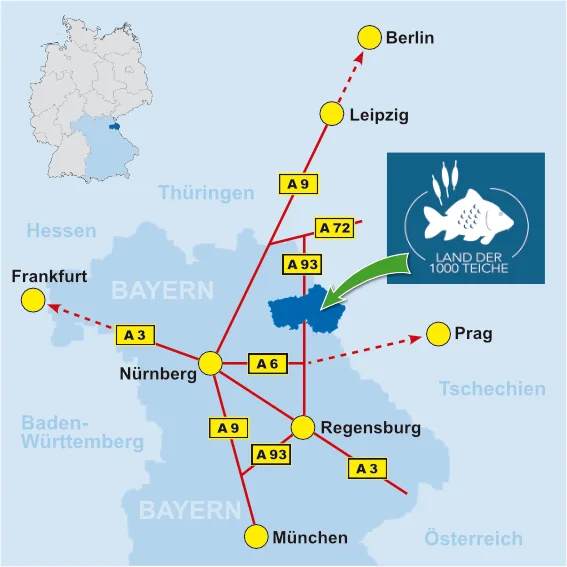 Anfahrt Land der 1000 Teiche